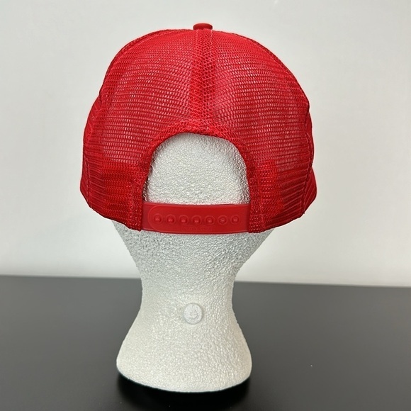 Vtg Nissin Red White Cap Trucker Hat Snap Back Fix All Electric Motor Service - Picture 4 of 11